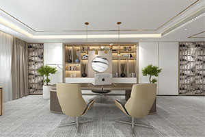 現代簡約老總辦公室裝修設計全景圖