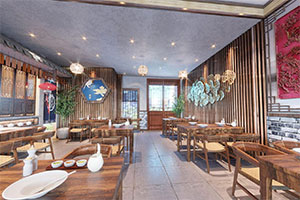 中式快餐廳裝修設(shè)計全景圖