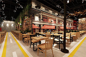 商業(yè)美食街餐飲空間裝修設(shè)計全景圖