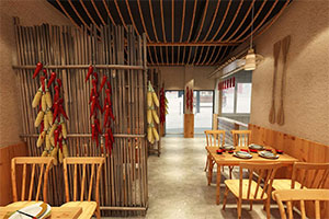 農(nóng)家小院餐飲店裝修設(shè)計全景效果圖