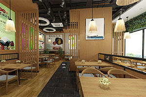 老鴨煲中式餐飲店裝修設計全景圖