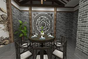 復(fù)古式餐飲店包廂裝修設(shè)計(jì)全景圖