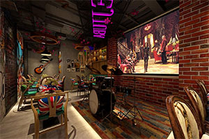 英倫風(fēng)音樂餐廳裝修設(shè)計(jì)全景