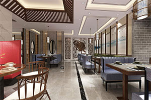 650簡約中式餐飲店裝修設(shè)計全景圖