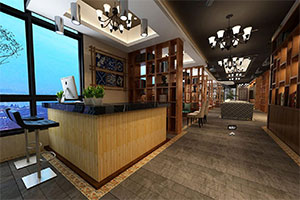 英倫風(fēng)現(xiàn)代餐飲店裝修設(shè)計全景圖